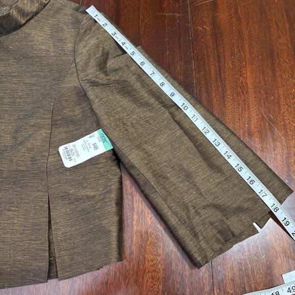 Carlisle Silk Wool Dressy Jacket Size 12 Luxury Textured Brown Mandarin Collar - Picture 7 of 9
